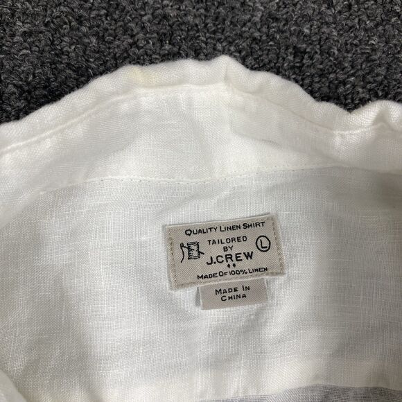 J.Crew Shirt White Linen Blend Old Money Long Sleeve Button Down Size Large - Picture 2 of 5